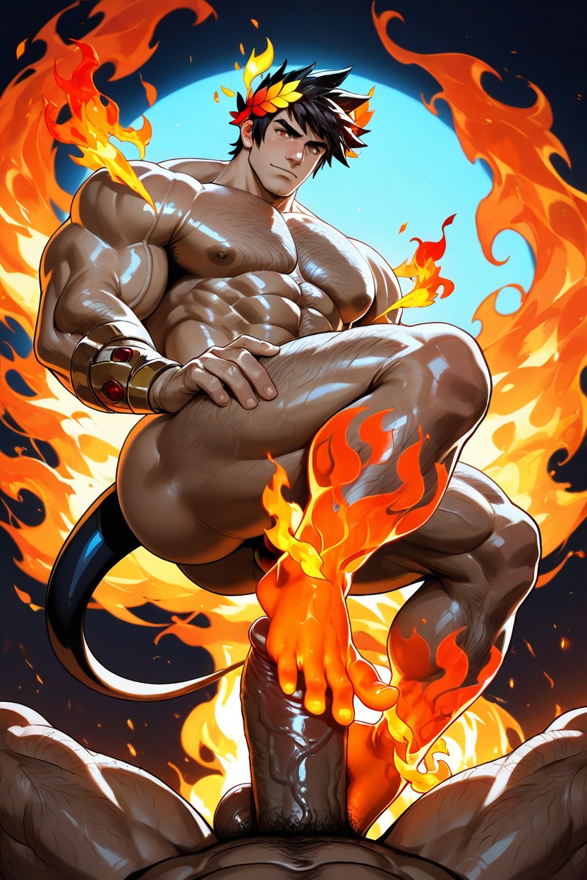 Footjob, Feet Of Fire, Tan Skin AI Gay Porn