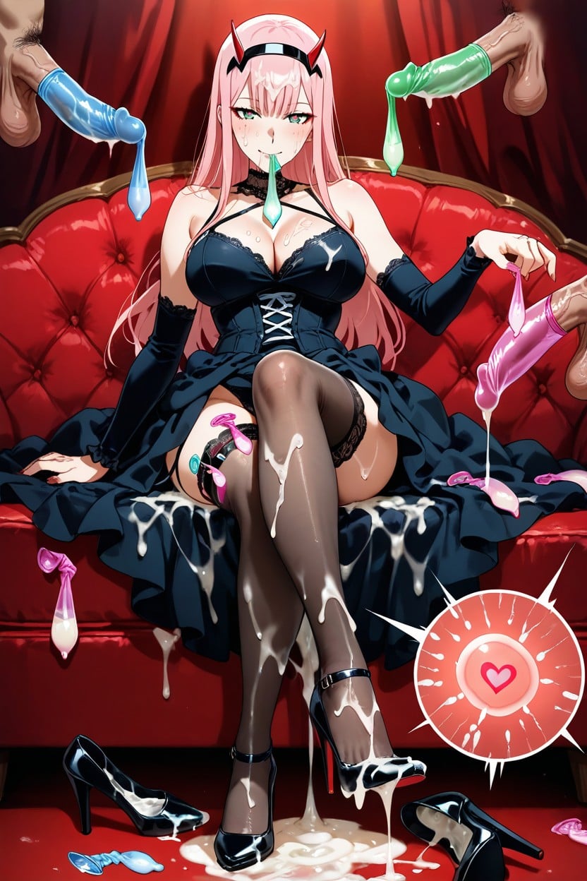A Lot Of Used Condom, Swallowing Semen, Semen Soaked High Heels Hentai AI Porn