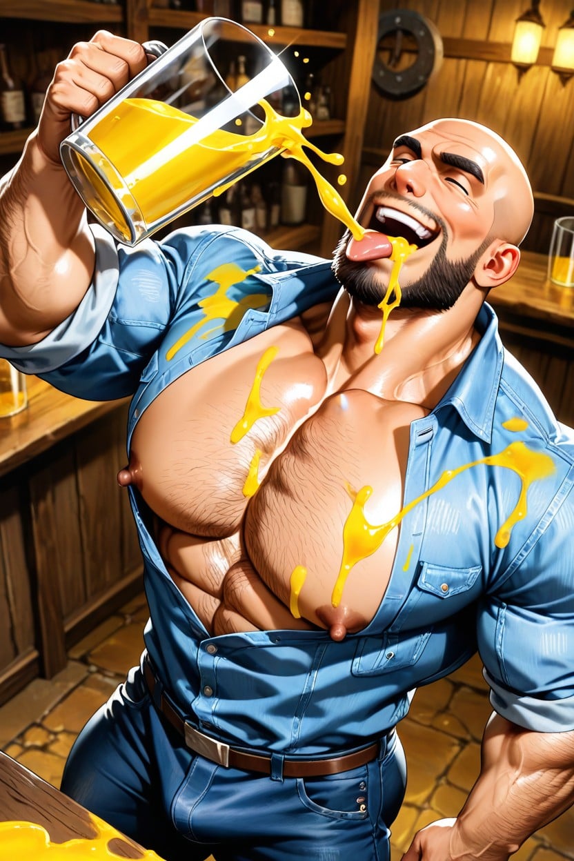Massive Muscles, Indoors, Smiling AI Gay Porn