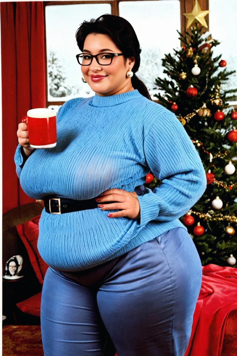 18+, Calm And Elegant Scene, Fully Clothed BBW AI Porn