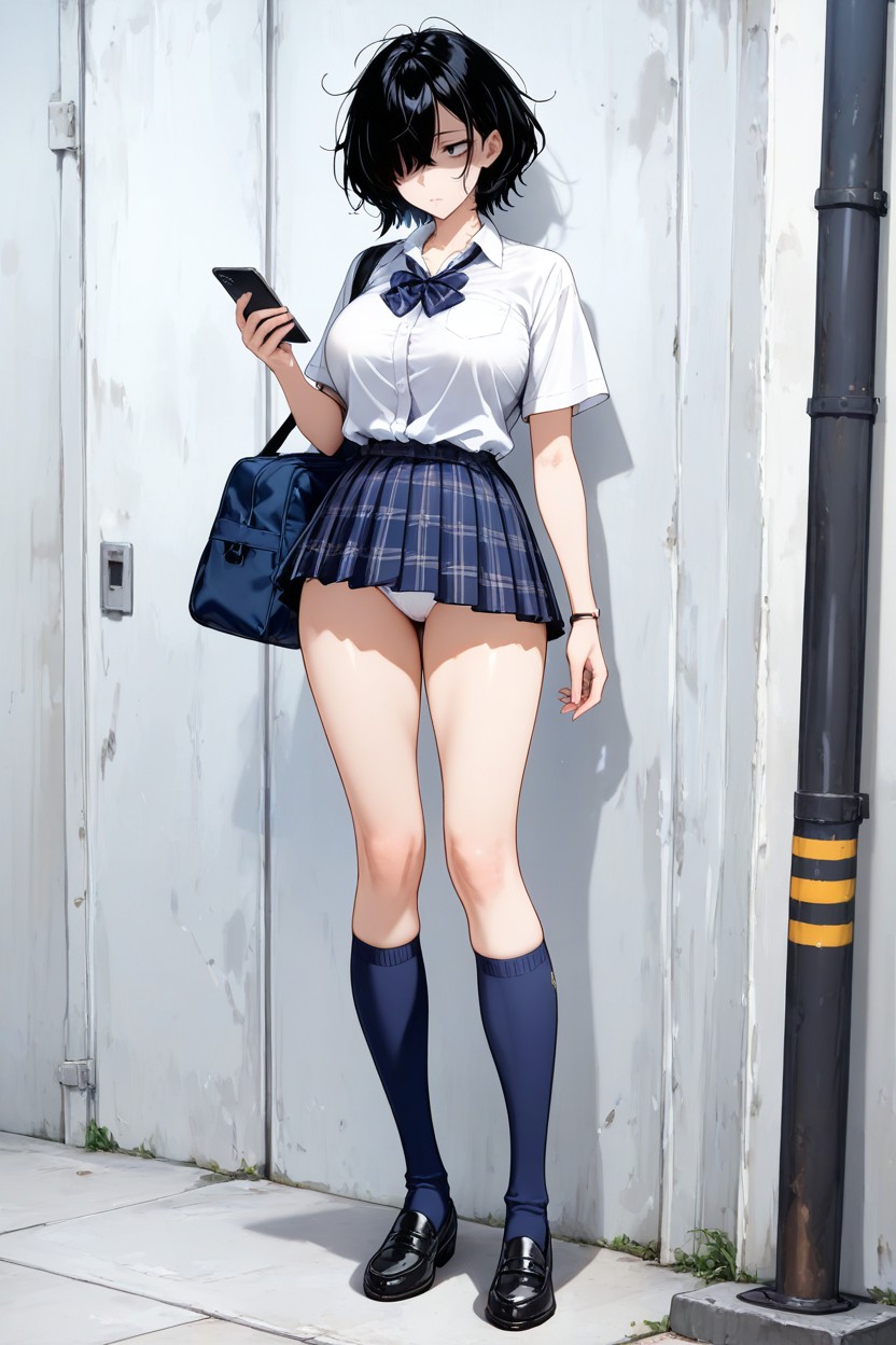 Looking Away, Messy Bang, Detailed Face AI Porn