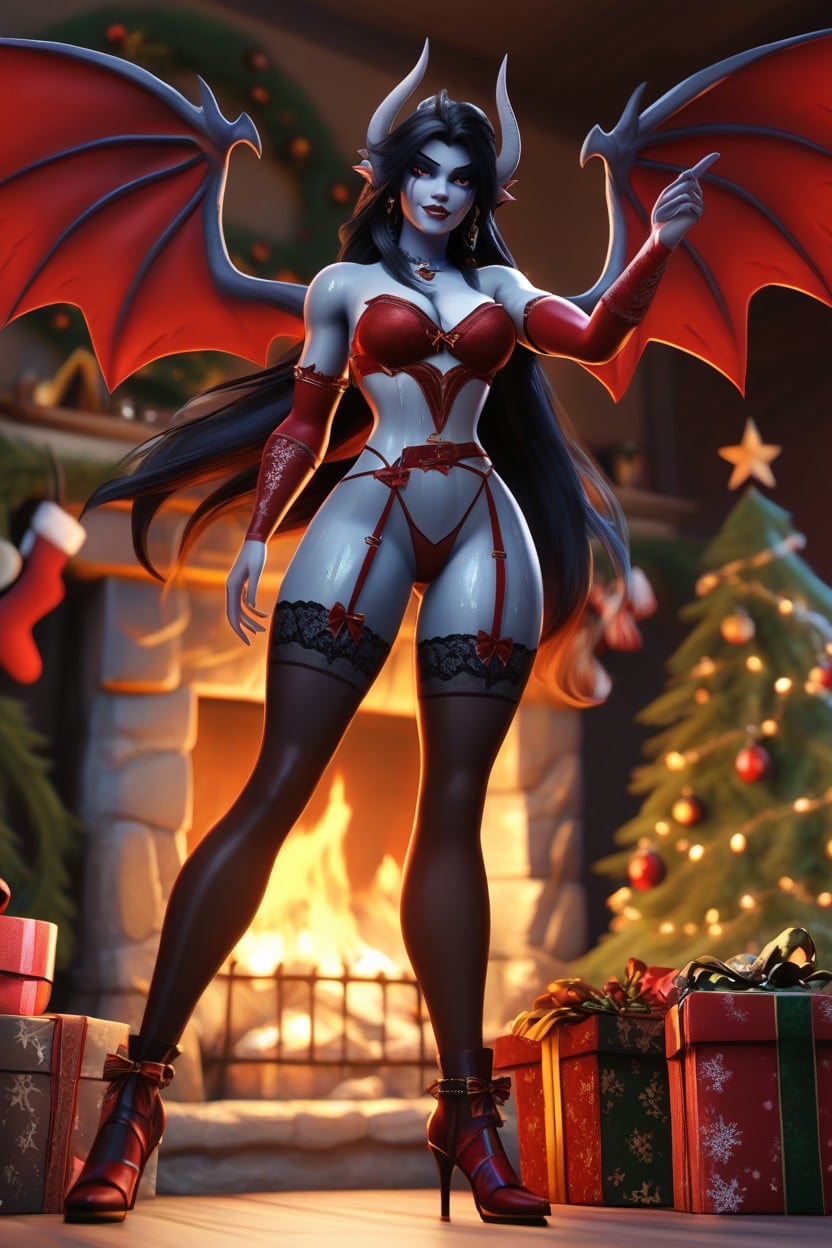 Gray Smokey Eyes, Biting Her Lower Lip Provocatively, Smooth Stylized Skin Texture Hentai AI Porn