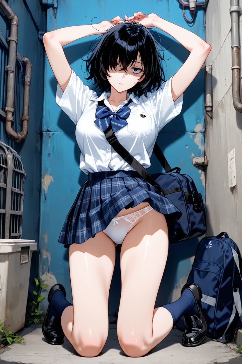 Arms Up, White Panties, Rib Socks KI Porno