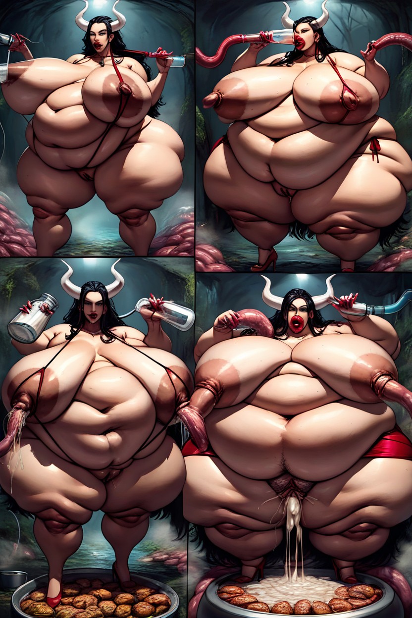 Extremely Large Lips, Morbidly Obese, Extremely Fat Belly BBW AI Porn