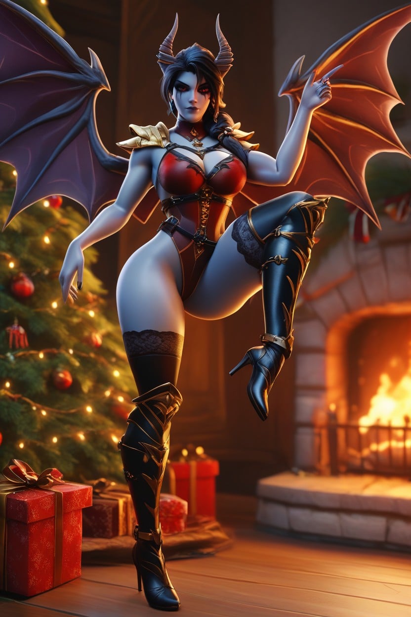 Highly Detailed, Thigh-high Stockings, Bone Horns Swept Backwards Hentai AI Porn
