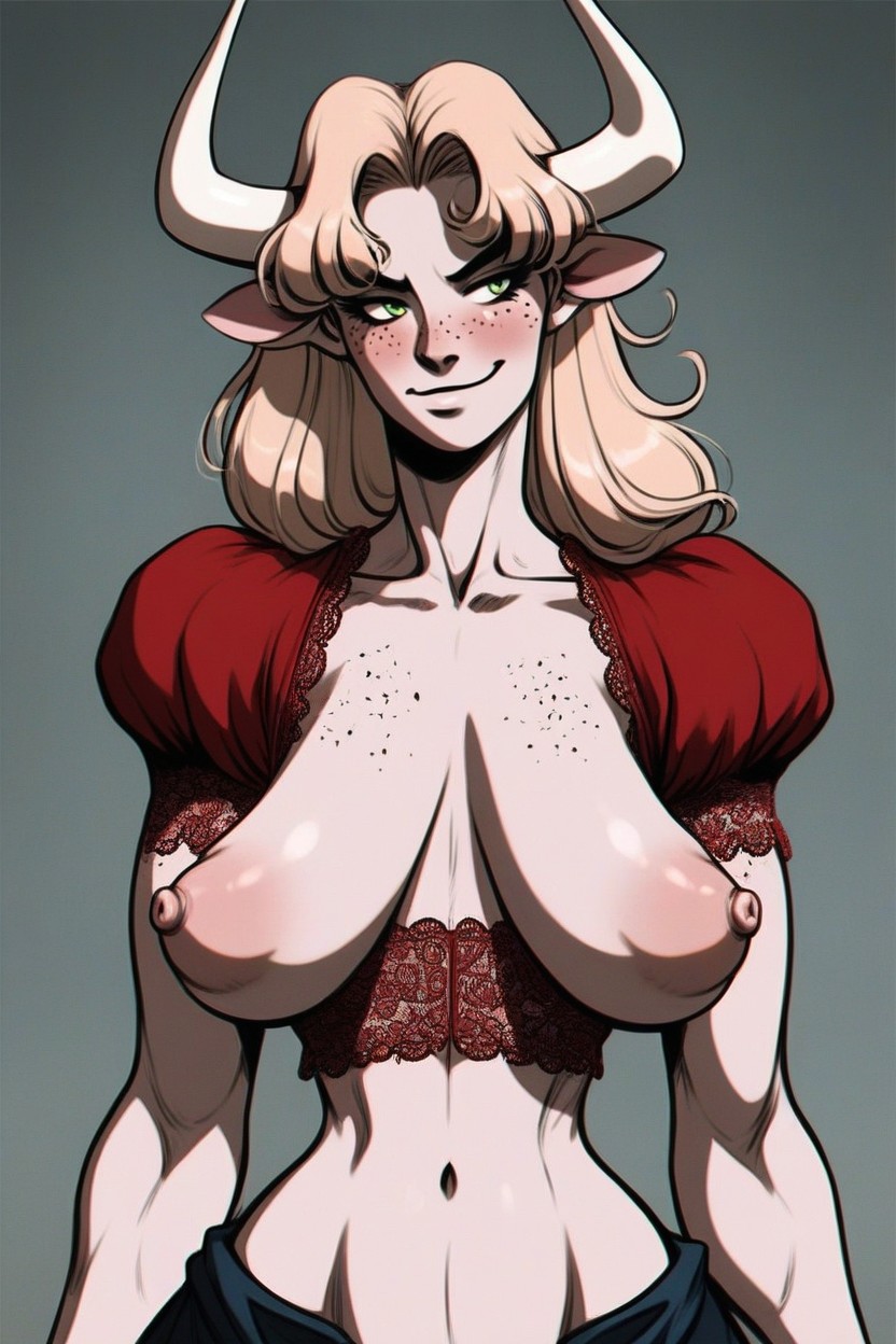 Smirk, Very Pale Skin, Pink Nipples AI Porn