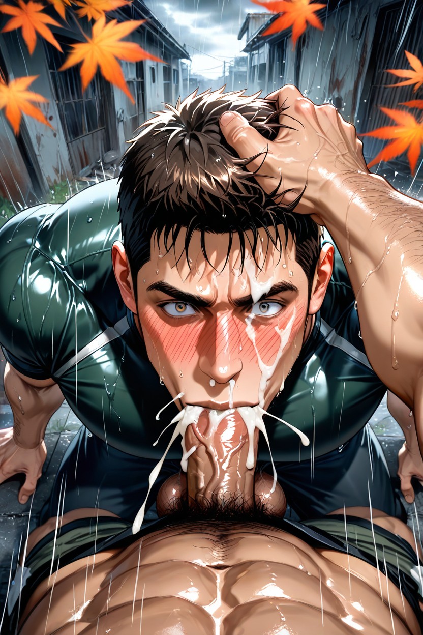 Stuck Out His Tongue, Chris Redfield Dripping With Sweat And Cum, Drooling AI Gay Porn