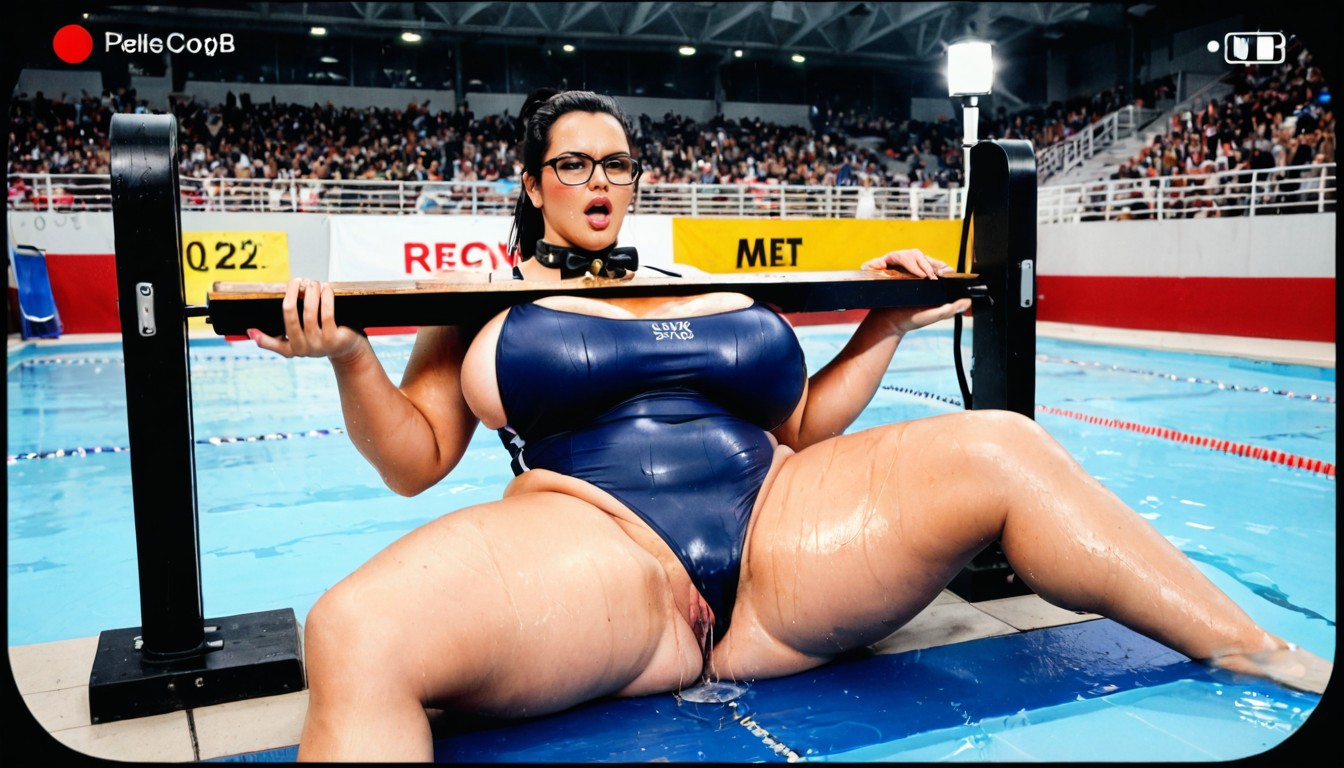Sweaty, Indoor Olympic Pool, Hyperrealistic Details BBW AI Porn