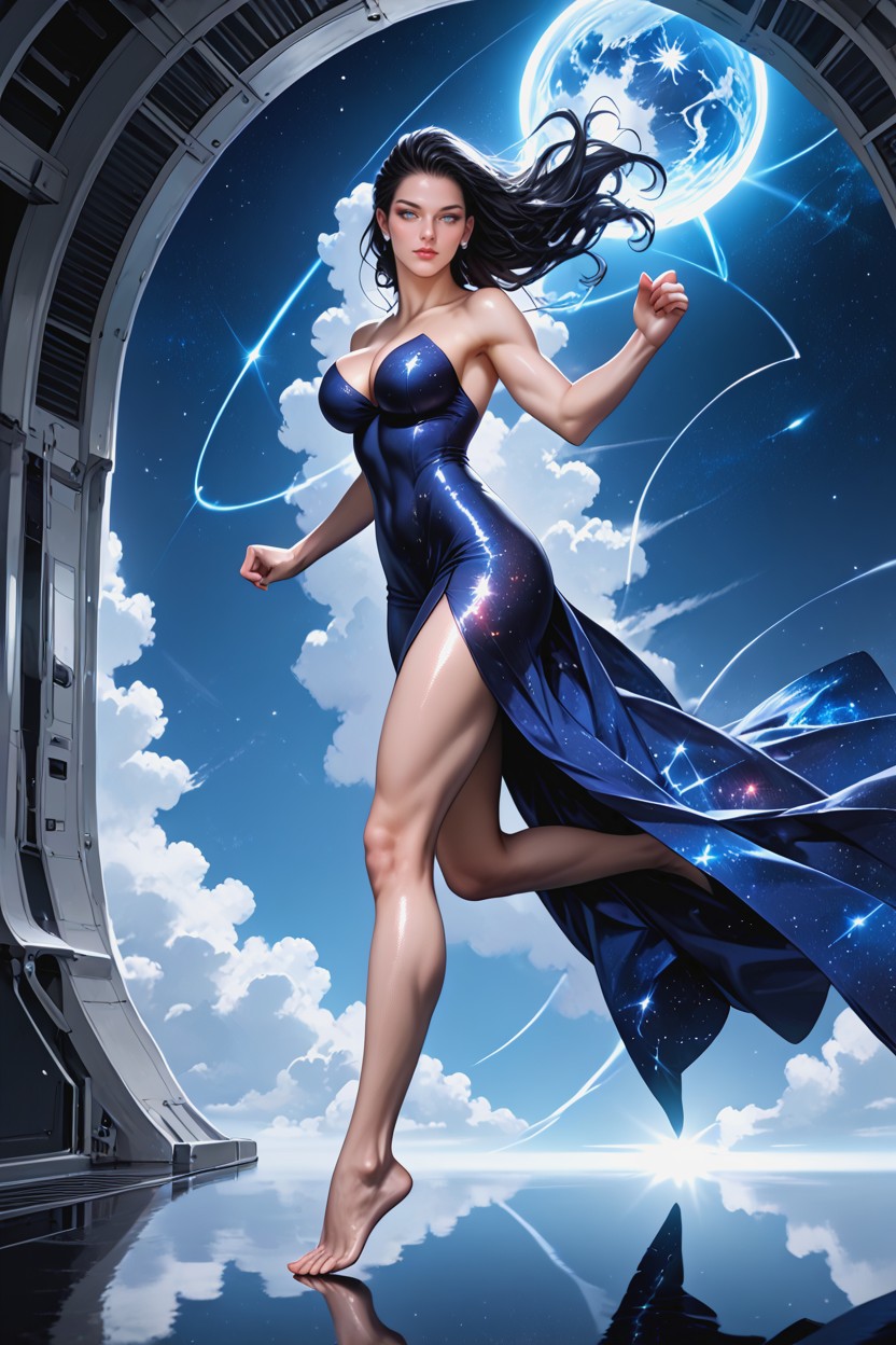 Long Jump, Light Blue Eyes, Highly Detailed Hentai IA