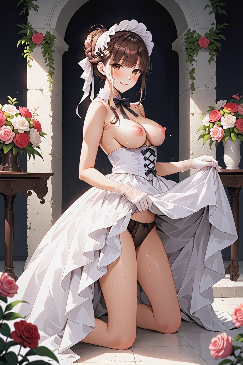 Looking At Viewer, Lace Panties Exposed, Cul Moyen Porno IA Hentai