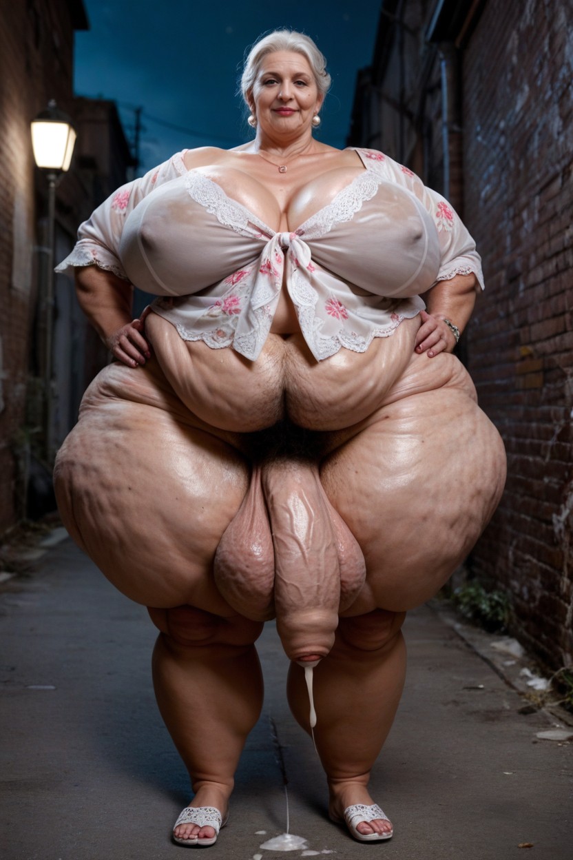 Really Long Legs, Grinning, Extreme Cellulite AI Porn