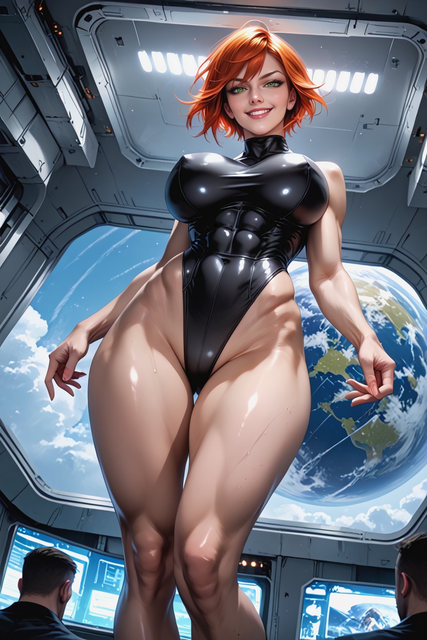 Full Body View, Red Hair, Bright Eyes Hentai AI Porn