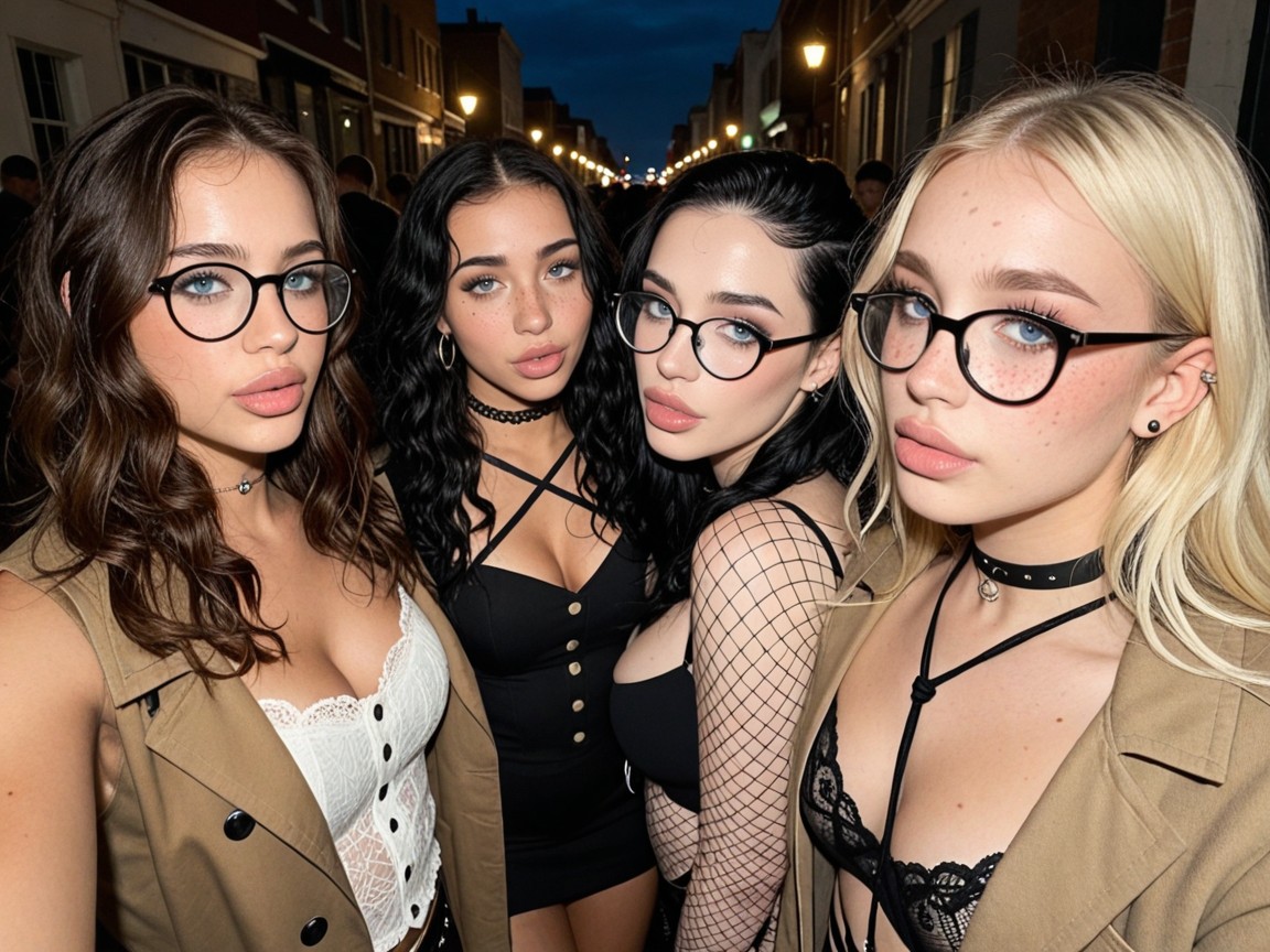 18+, Full Lips, Standing In A Crowd AI Porn