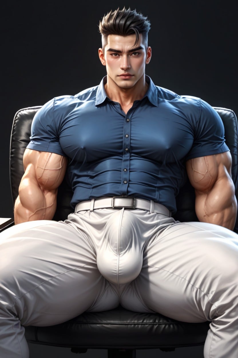 Black Background, Super Thick Thighs, Wide Angle AI Gay Porn