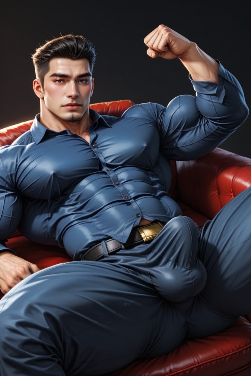 Thick Thighs, Dynamic Pose, Penis Bulge AI Gay Porn