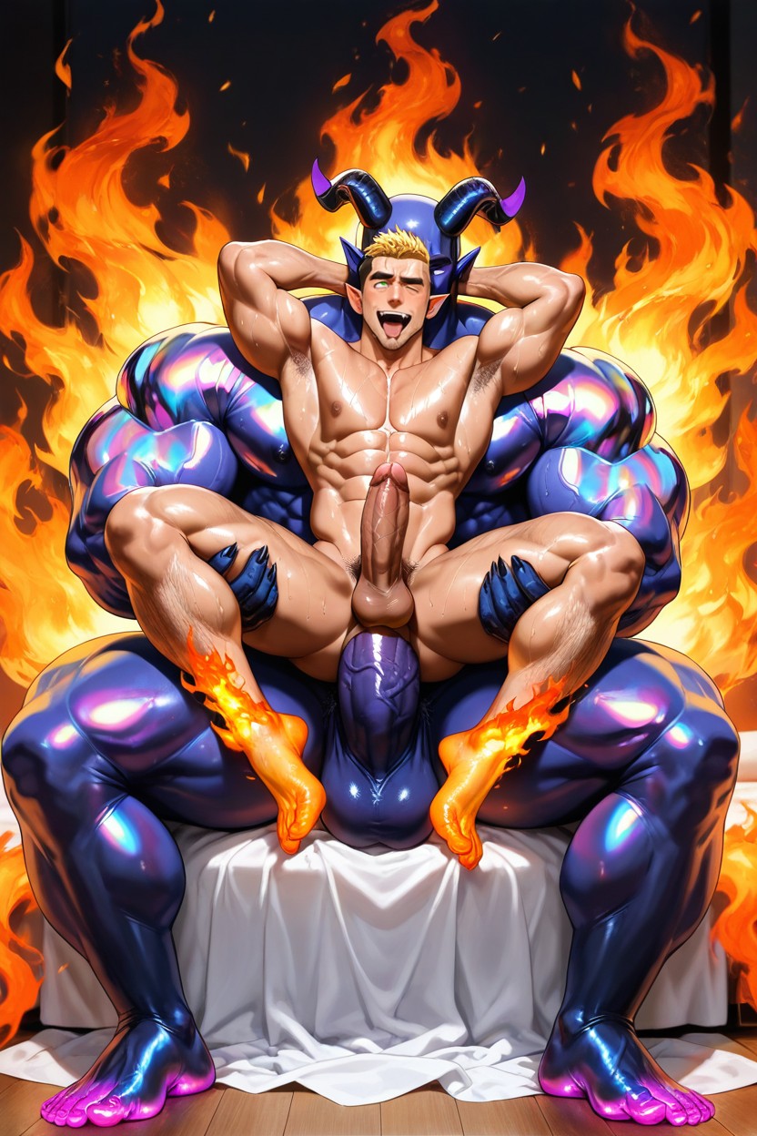 2 People, Purple Skin, Ahegao AI Gay Porn