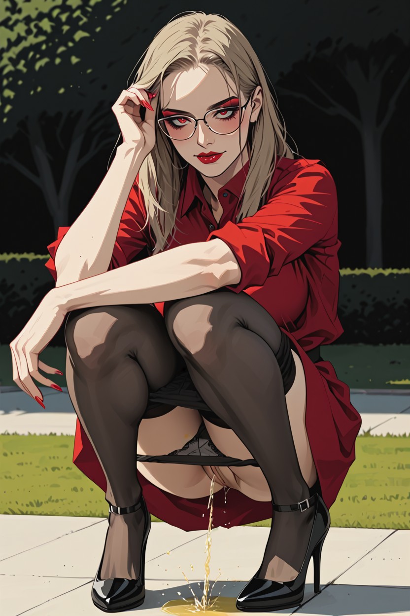 Eye Contact, Smokey Eyes, Cuerpo Completo Hentai IA