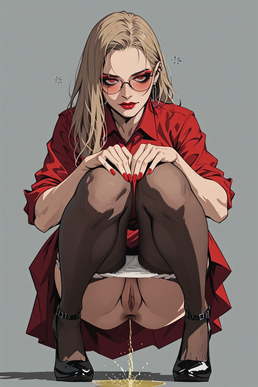 Eyeliner, Peeing Outdoor In Secluded Pace, Smoky Eyes Hentai IA
