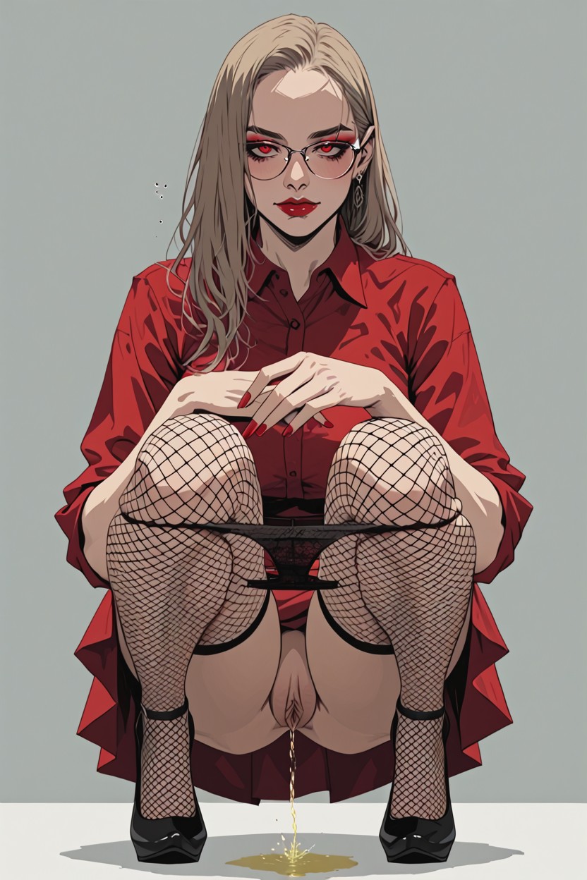 18+, Red Dress, Front View Hentai AI Porn