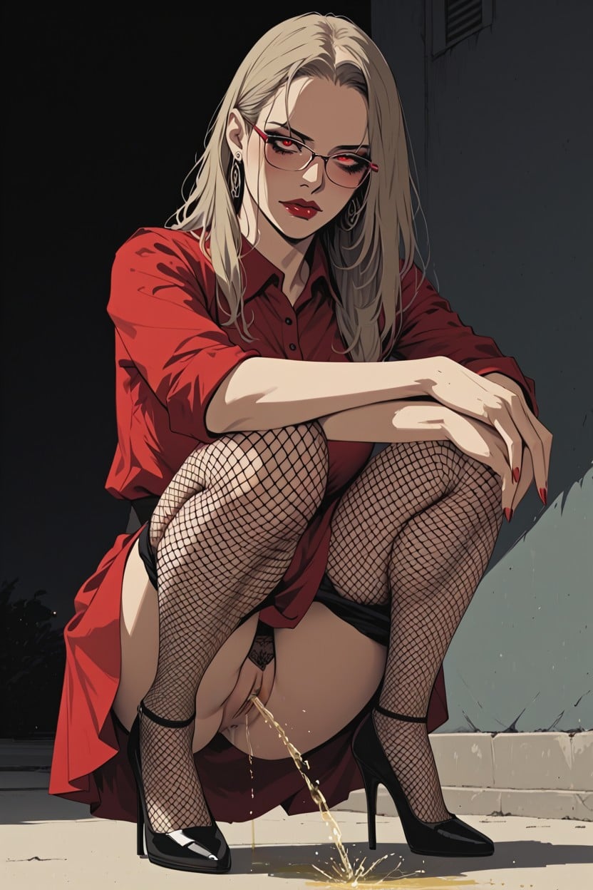 Alone, Red Nails, Eyeliner Hentai AI Porn