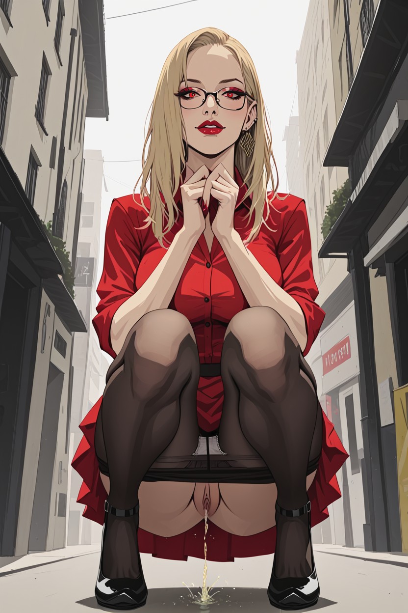 Holding Her Dress With Her Hands, Secuctive Smile, Photorealistic Hentai IA