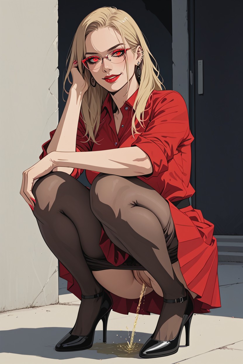 Blonde Hair, Alone, Pee From Pussy Hentai AI Porn