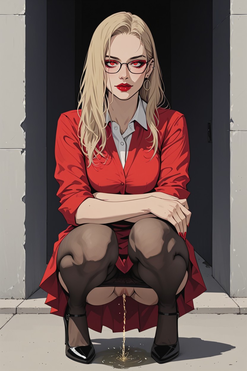 Full Body, Blonde Hair, Eyes Rolled Hentai AI Porn