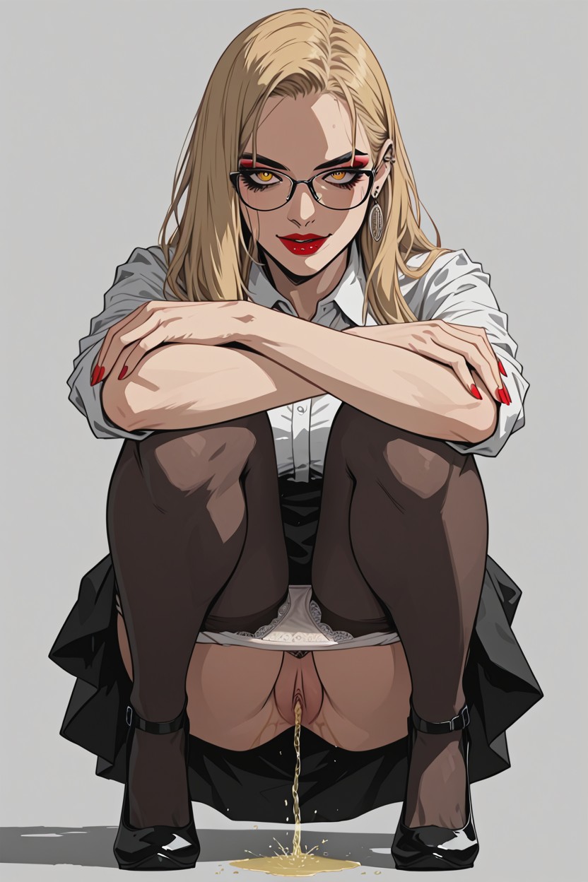 Smoky Eyes, Three Quarters View, Peeing Outdoor In Secluded Pace Hentai AI Porn