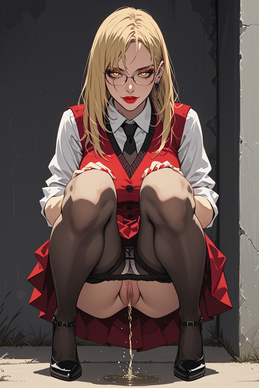 Feets Apart, Smoky Eyes, Urination Hentai AI Porn