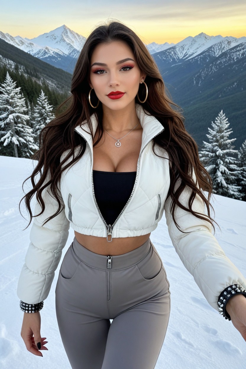 High Colour Contrast, Extreme Cinched Waist, Straight Hair AI Porn