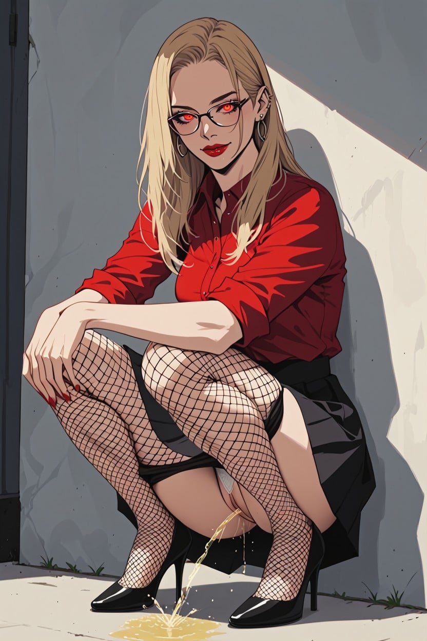 Smoky Eyes, Fishnets, Yellow Piss Hentai AI Porn