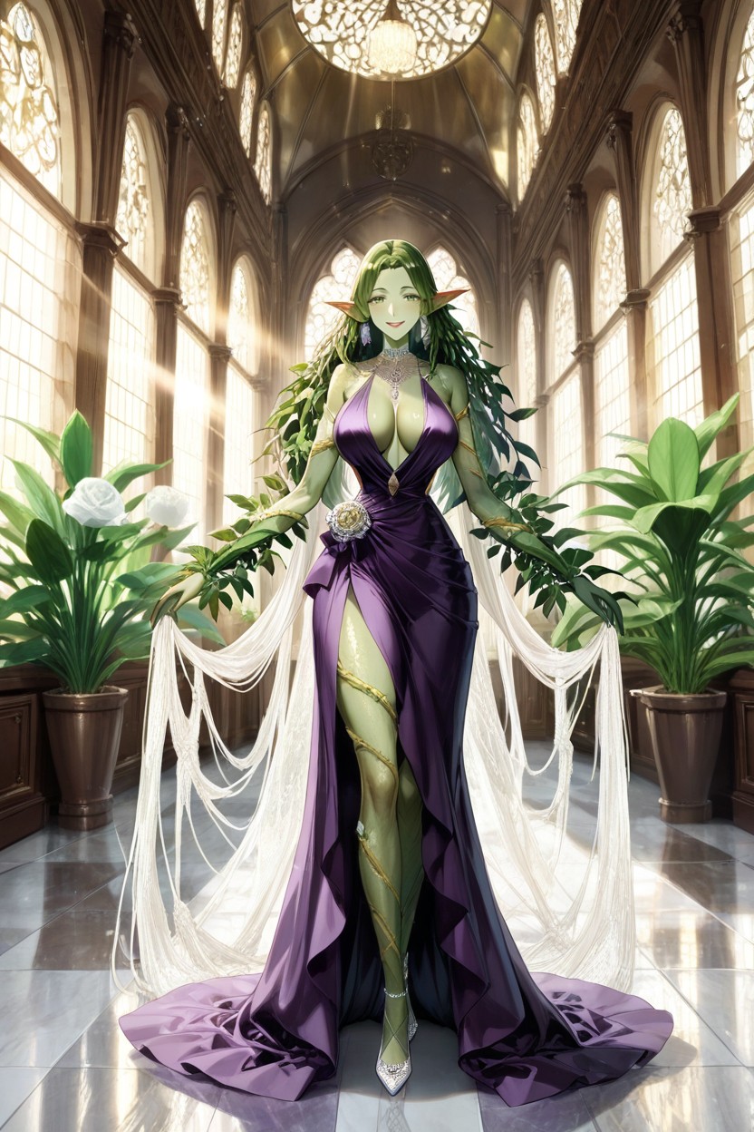 High Ceilings, Smiling, Multi-limbed Plant Woman Hentai IA