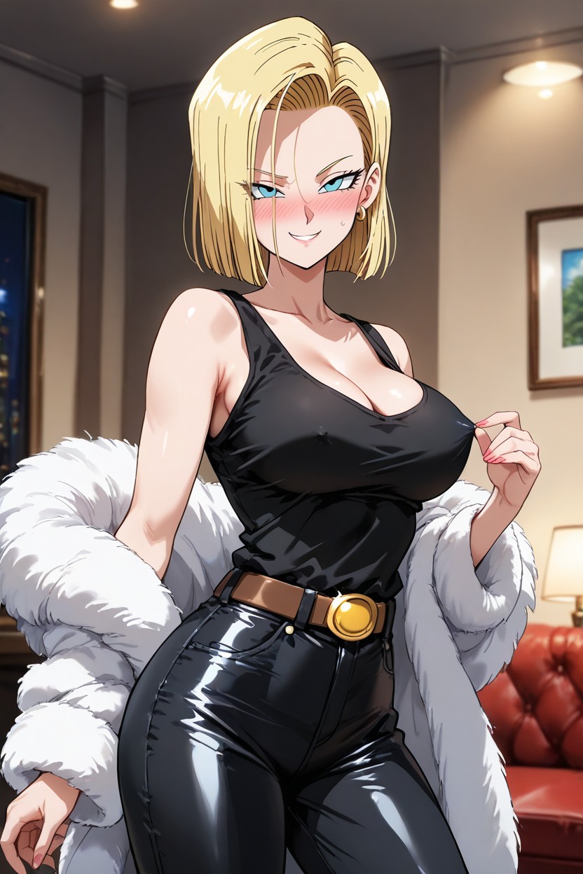 Standing Nipple Sucking, And Tight Black Pants, Nipple Sucking Hentai AI Porn