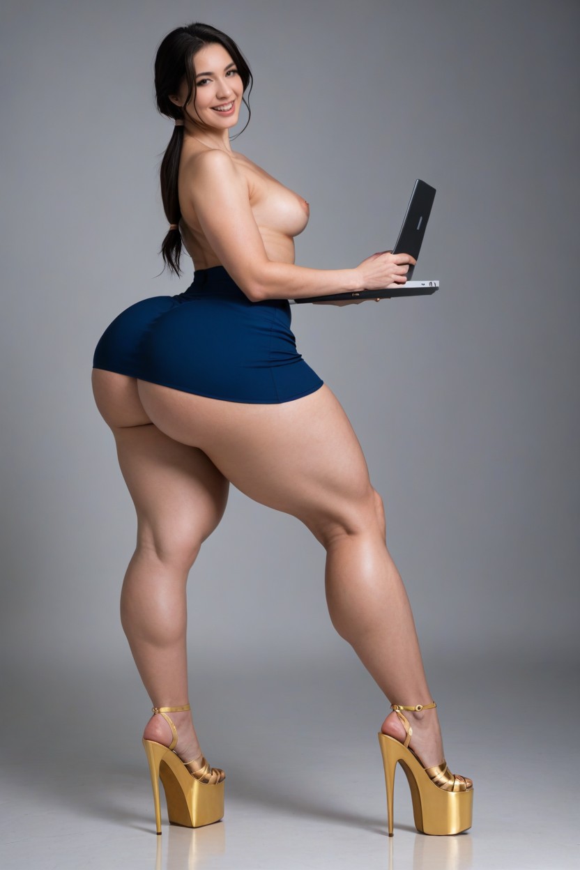 Looking At Floor, Massive Thick Thighs, Pale Skin AI Porn