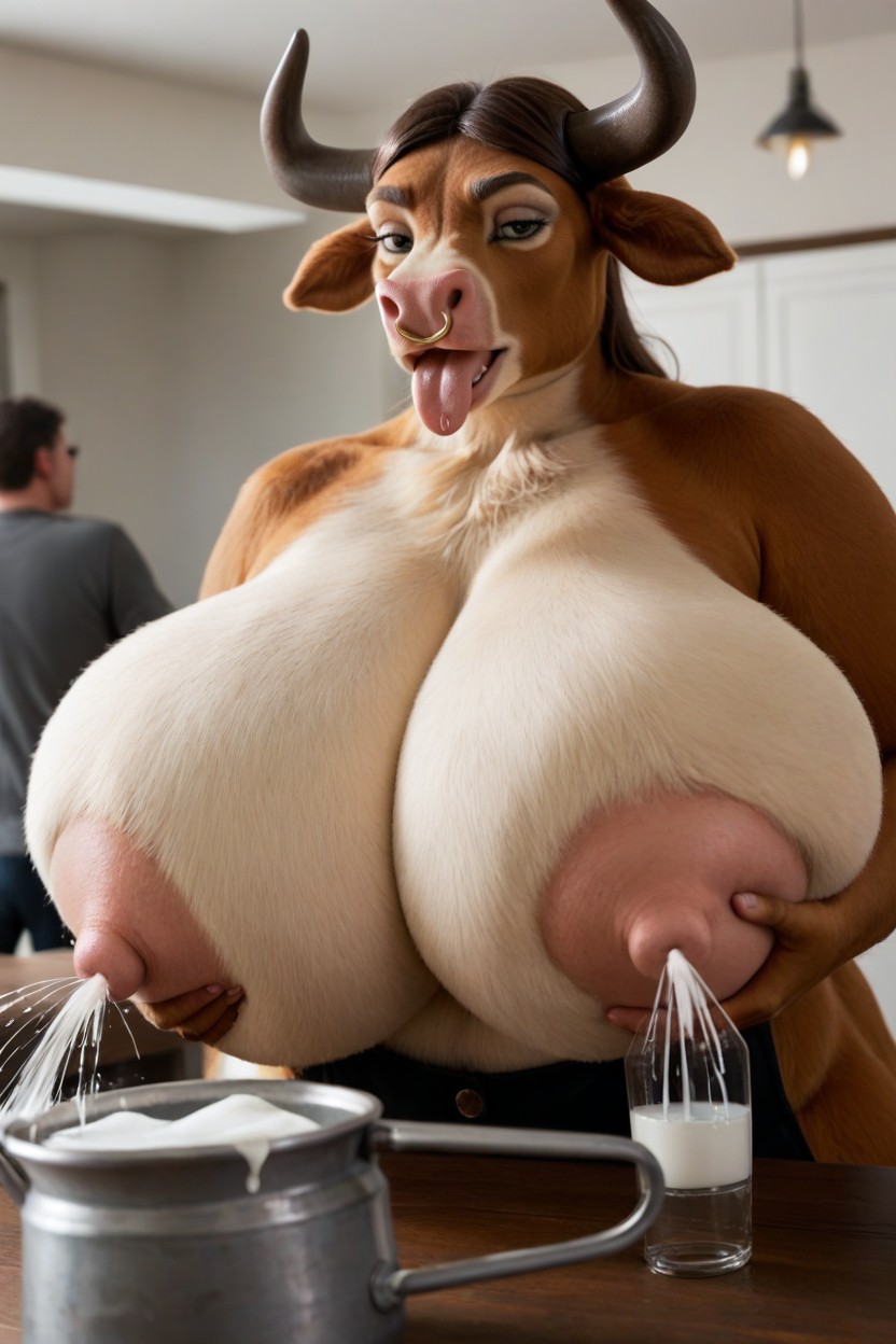 Fluffy Hucow Bovine, Bovinewoman, Woman BBW AI Porn