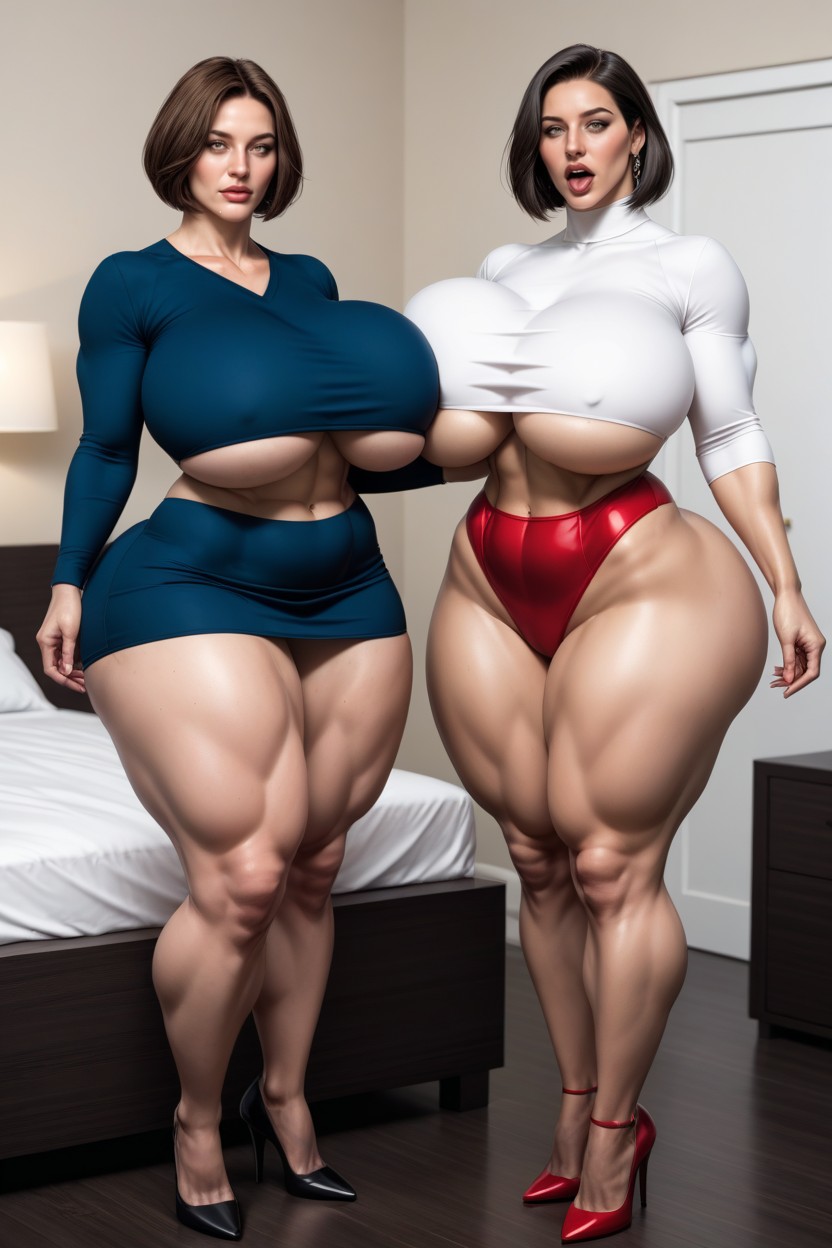Skirt, Crop Top, Older American Mature Milf AI Porn