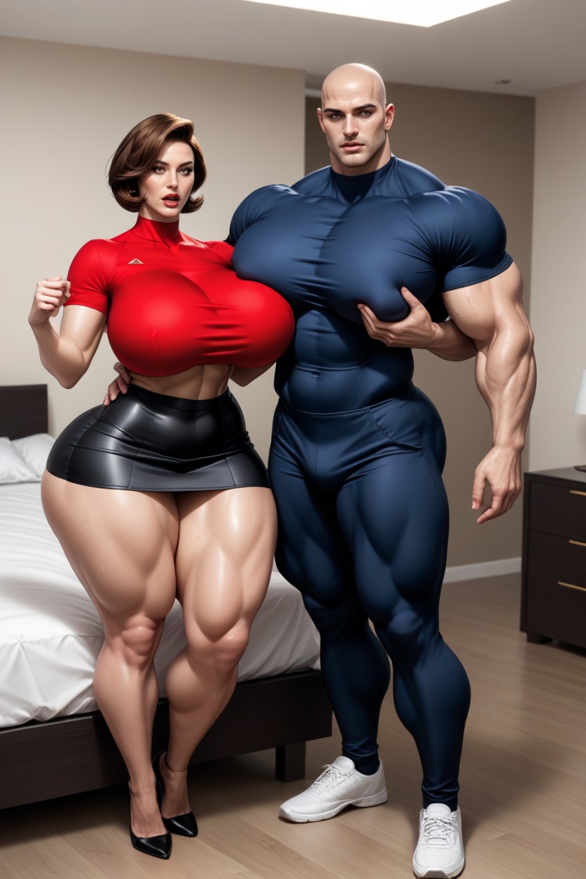 Perfect Shapely Thick Figure, Full Body, Bedroom AI Porn