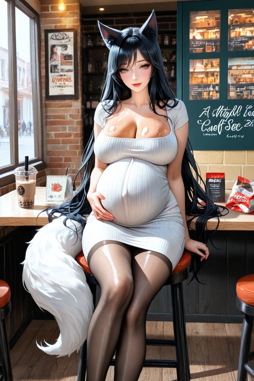Korean, Round Breasts, Sitting Hentai AI Porn