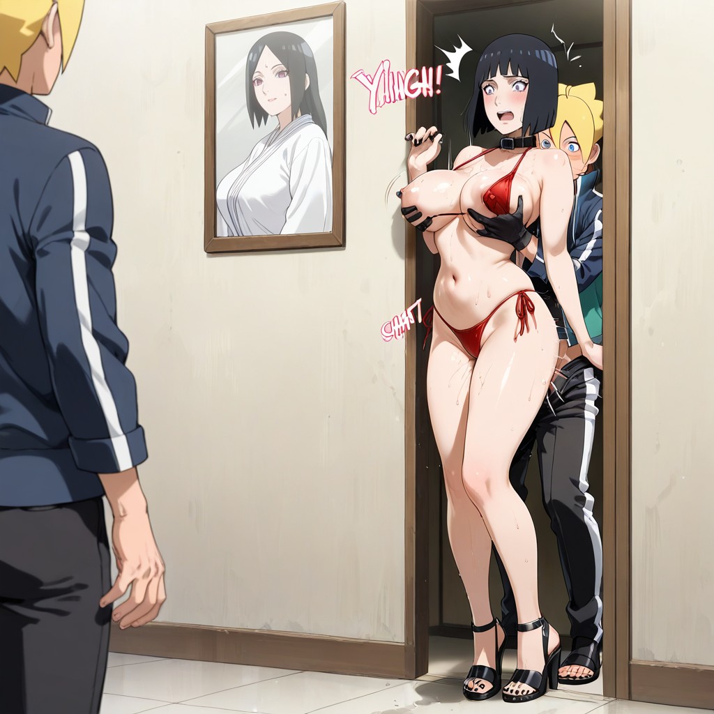 Hinata Hyuga From Naruto, Black Nail Polish, Standing Anal Sex Hentai AI Porn