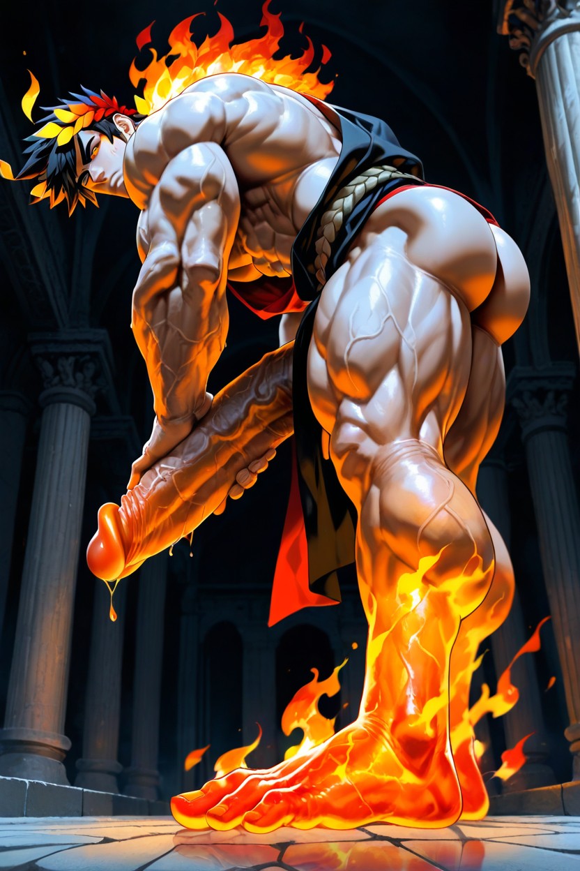 Calm Background, Wearing A Red Thong, Rim Lighting AI Gay Porn