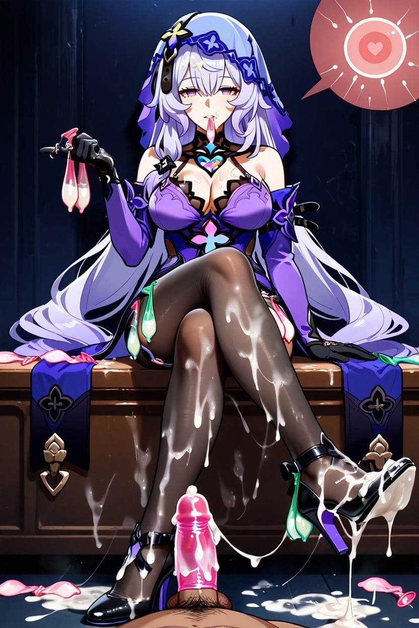 Wearing Condom, Footjob, Semen On High Heels Hentai AI Porn