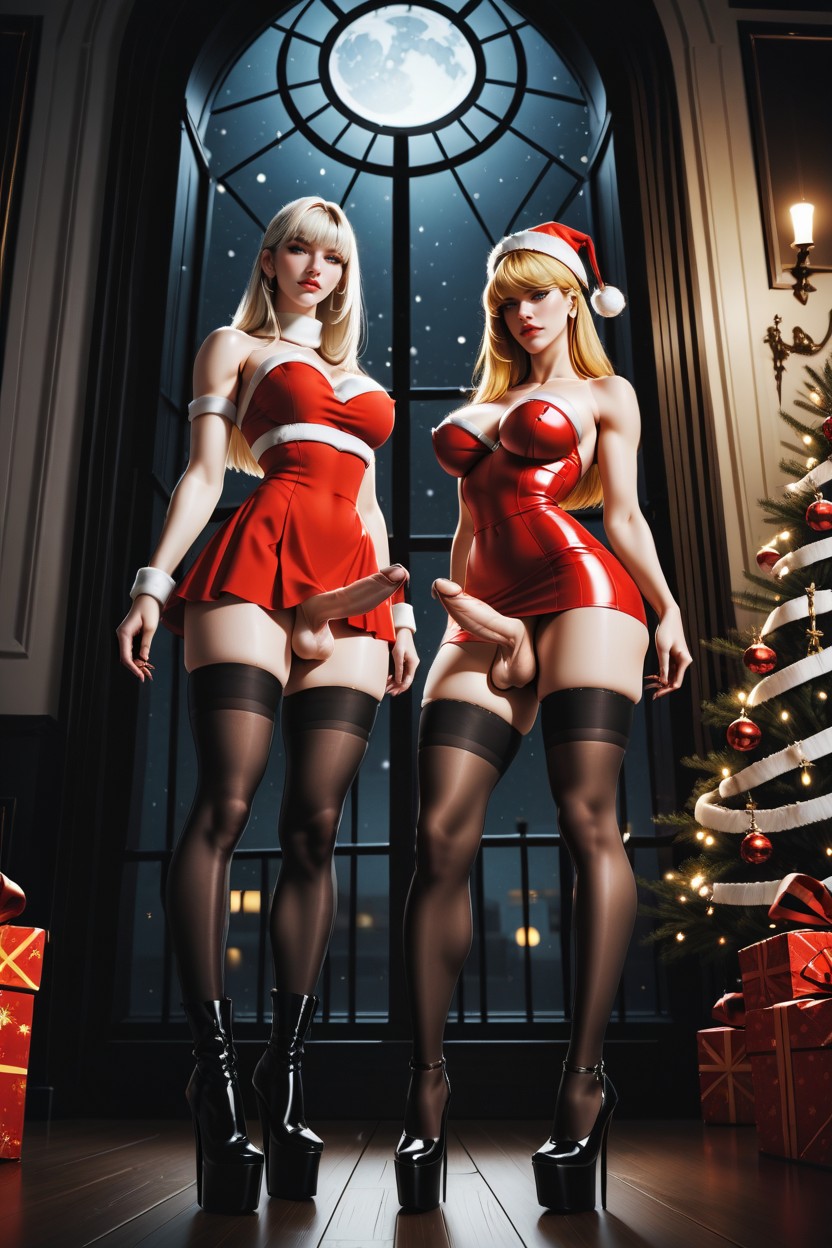 Long Length, Straight, Christmas Presents Shemale AI Porn
