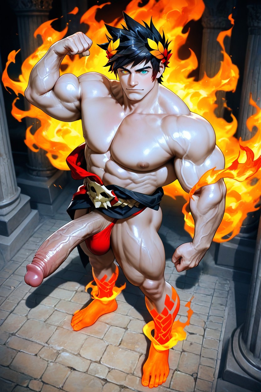 Heterochromia, Mythological, Outside A Greek Temple AI Gay Porn