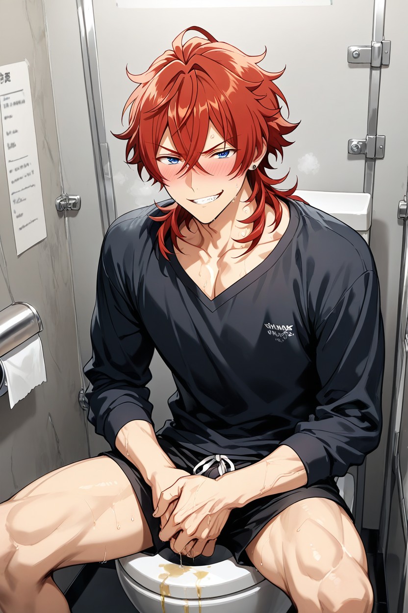 Boy, Fidgeting And Wriggling, Men's Restroom AI Gay Porn
