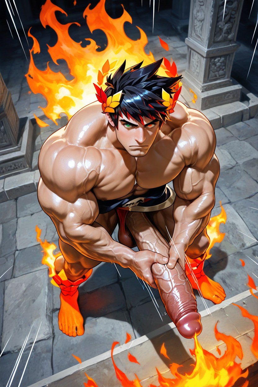 Sexy, Dutch Angle, Hand Holding Penis AI Gay Porn