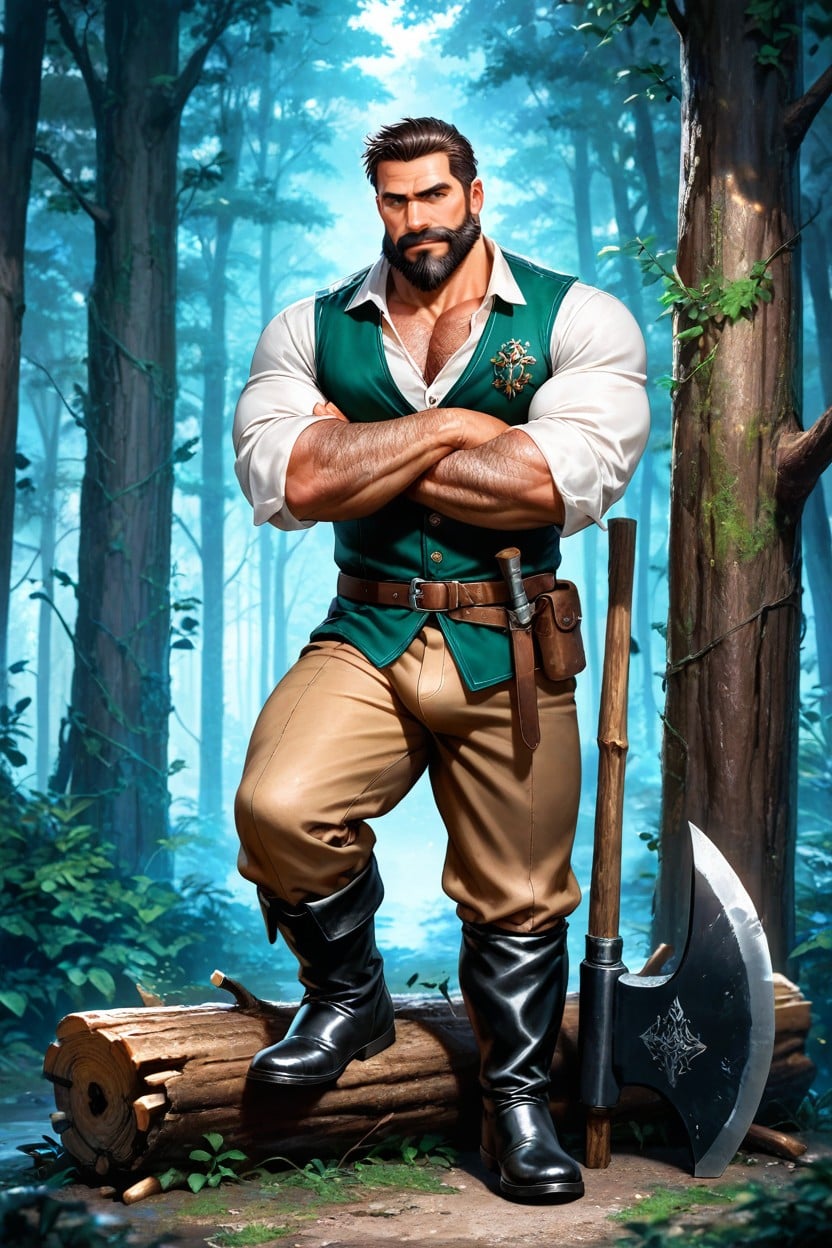 Manly Appearance, Bend Leg, Big Bulge AI Gay Porn