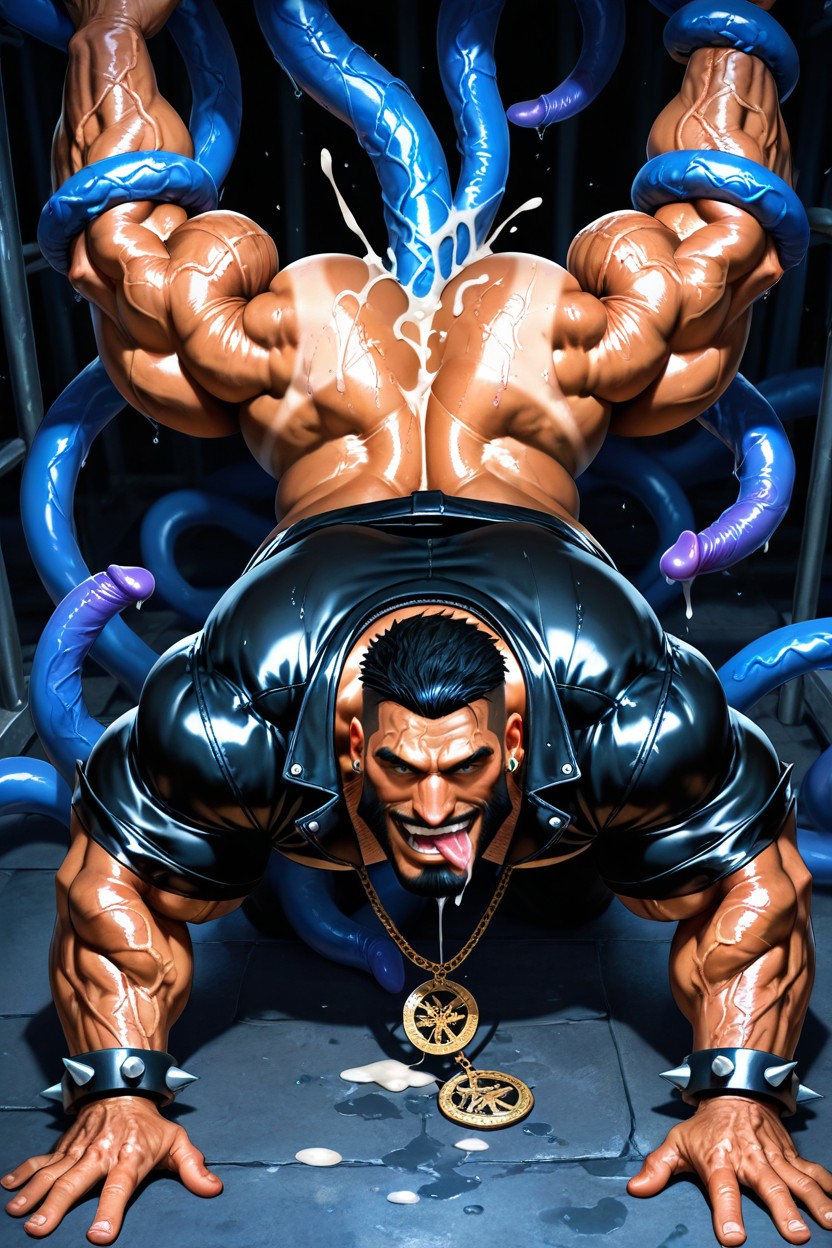 Long Strong Neck, Big Adam's Apple, Spiked Bracelet AI Gay Porn