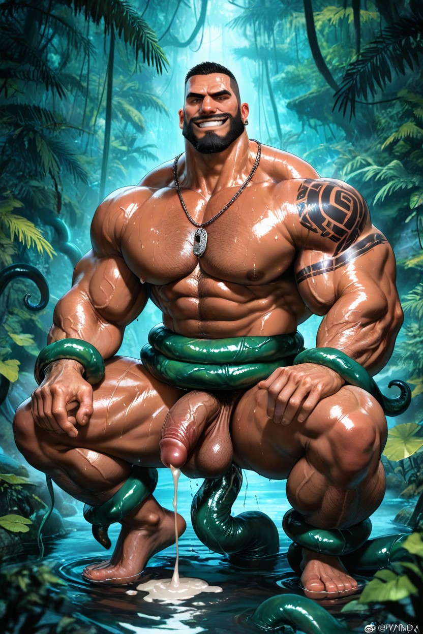 Jungle, Low Hanging Balls, Vascular Muscles AI Gay Porn