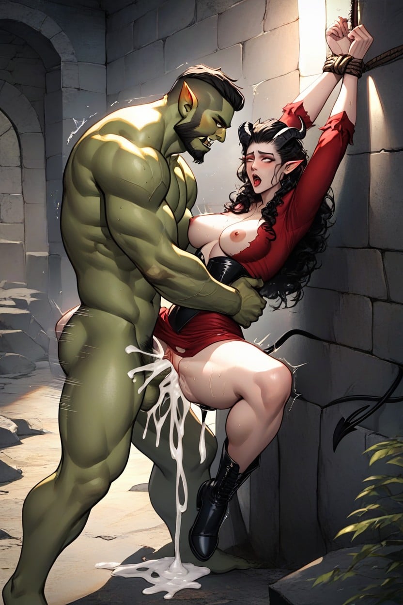 Orc With Hair And Beard, Slight Above View, Standing Sex Hentai AI Porn