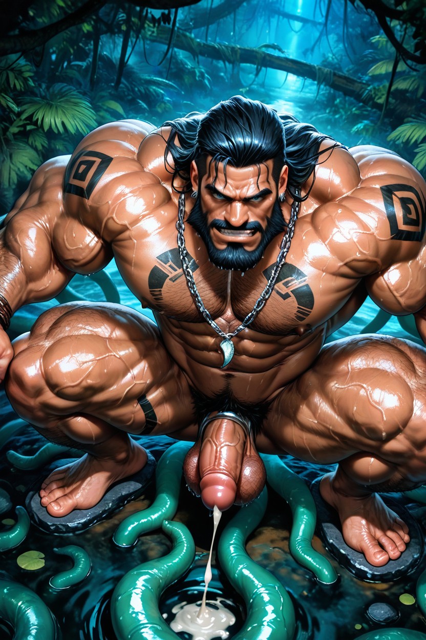 Neck Wider Than Face, Big Lats, Sitting Down AI Gay Porn